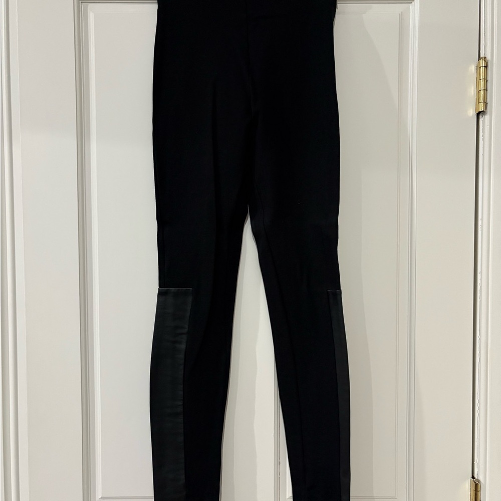 COS Black Leggings with Leather Detail
